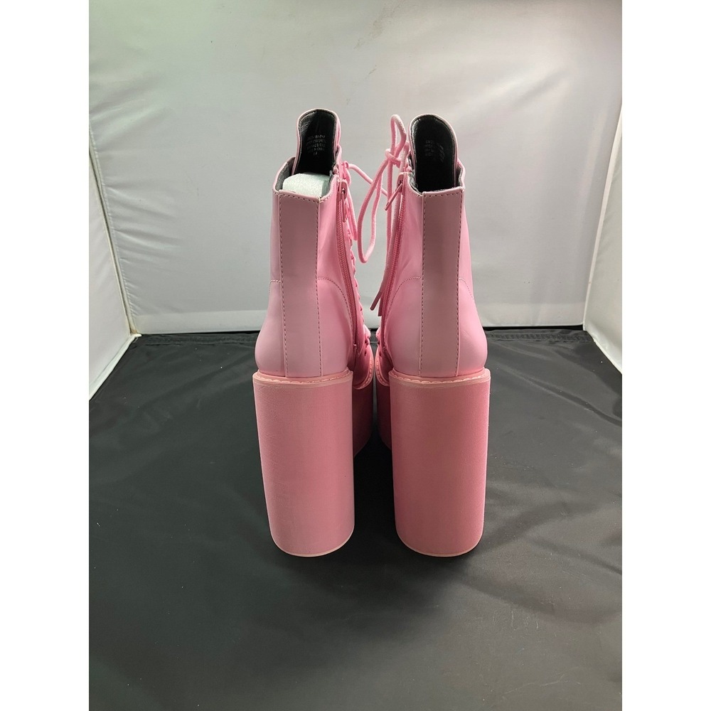 Dolls Kill Current Mood Pink Platform Wedge Lace Ankle Boots Womens 8M Zip Boots - Picture 5 of 11